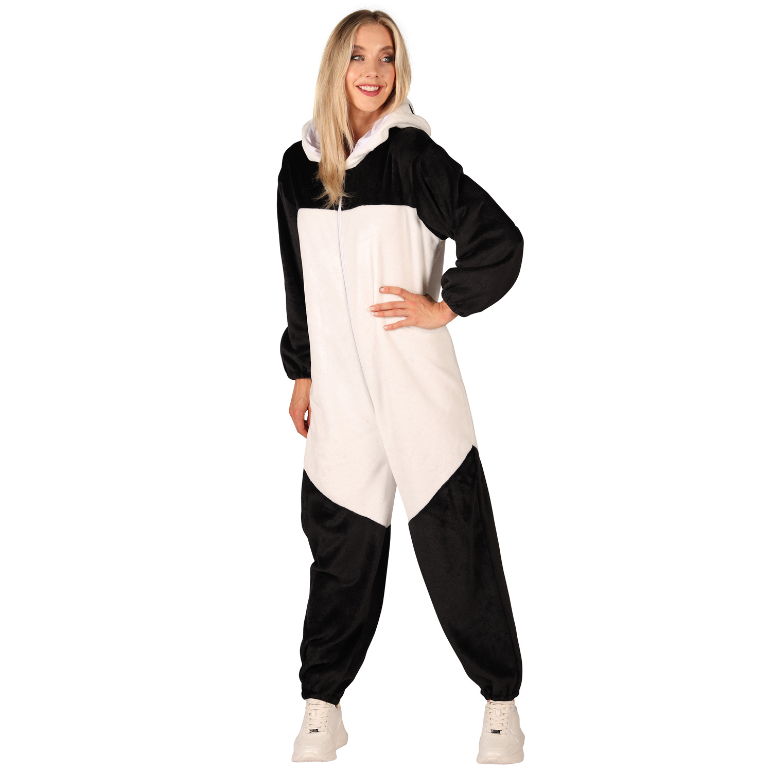 NEU Unisex-Kostm Plsch-Overall Panda, schwarz-wei, Gr. XS-S Bild 2
