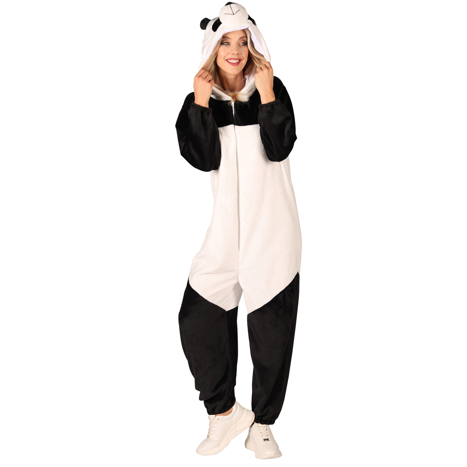 NEU Unisex-Kostm Plsch-Overall Panda, schwarz-wei, Gr. XS-S Bild 3