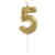SALE Mini-Kerze Zahl 5, gold, 10cm