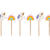 Kerzen zum Einstecken in Kuchen & Co, Einhorn / Regenbogen, mit Holzpicker, 6 Stück - Kerzen zum Einstecken