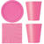 NEU Einweg-Partygeschirr-Set für 24 Personen - Inhalt: 32 Teller Rund, 50 Servietten, 28 Becher - Farbe: Hot Pink - Einweg-Partygeschirr-Set für 12 Personen, pink