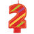 Geburtstagskerze zum Einstecken in Kuchen & Co, Zahl 2, bunt, einseitig bedruckt, Höhe: ca. 8 cm