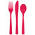 Stabiles Mehrweg-Besteck aus Kunststoff, Set für 6 Personen - Inhalt: 6 Gabeln, 6 Messer, 6 Löffel, Farbe: Rot
