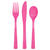 Stabiles Mehrweg-Besteck aus Kunststoff, Set für 6 Personen - Inhalt: 6 Gabeln, 6 Messer, 6 Löffel, Farbe: Hot Pink