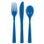 NEU Stabiles Mehrweg-Besteck aus Kunststoff, Set für 6 Personen - Inhalt: 6 Gabeln, 6 Messer, 6 Löffel, Farbe: Königsblau - Besteck 6 Personen blau