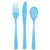 Stabiles Mehrweg-Besteck aus Kunststoff, Set für 6 Personen - Inhalt: 6 Gabeln, 6 Messer, 6 Löffel, Farbe: Hellblau