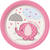 SALE Teller aus Pappe mit Elefant fr Baby Shower Party, wei / rosa / pink, Gre ca. 18 cm, 8 Stck