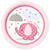 SALE Teller aus Pappe mit Elefant fr Baby Shower Party, wei / rosa / pink, Gre ca. 23 cm, 8 Stck