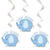 SALE Girlanden spiralförmig / Deckenhänger mit Elefant für Baby Shower Dekoration, weiß / blau, Länge: ca. 66 cm, 3 Stück