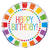 NEU Folienballon Happy Birthday, Geburtstags-Party, Bunt / Regenbogenfarben, beidseitig bedruckt, Größe: ca. 45 cm - Folienballon HB Regenbogenfarben
