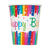 NEU Becher Happy Birthday aus Pappe, Kindergeburtstag, Regenbogenfarben / bunt, Gre: ca. 250 ml, 8 Stck - Becher Regenbogenfarben