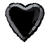 Folienballon Herz Unifarben, Premiumqualität, beidseitig bedruckt, Größe: ca. 45 cm, Farbe: Schwarz - Schwarz