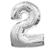 NEU Folienballon Medium Zahl 2, silber, ca. 66cm hoch - Ziffer 2