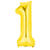 Riesiger Folienballon Zahl 1, Premiumqualität, Höhe: ca. 86 cm, Farbe: Gold - Ziffer: 1