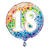 Folienballon 18. Geburtstag, mit bunten Sternen / Regenbogen, beidseitig bedruckt, Größe: ca. 45 cm