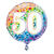 Folienballon 50. Geburtstag, mit bunten Sternen / Regenbogen, beidseitig bedruckt, Größe: ca. 45 cm