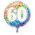 SALE Folienballon 60. Geburtstag, mit bunten Sternen / Regenbogen, beidseitig bedruckt, Gre: ca. 45 cm