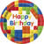 Teller Happy Birthday aus Pappe, Kindergeburtstag, Spielbausteine, Größe ca. 23 cm, 8 Stück