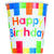 SALE Becher Happy Birthday aus Pappe, Kindergeburtstag, Spielbausteine, Gre: ca. 250 ml, 8 Stck - Becher, klein