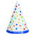 Partyhüte Happy Birthday aus Pappe, Kindergeburtstag, bunt gepunktet, 8 Stück