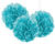SALE Pompom / Blume aus Papier, Raumdeko zum Aufhngen, Gre: ca. 22 cm, 3 Stck, Farbe: Trkis