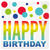 NEU Servietten Happy Birthday, Kindergeburtstag, Regenbogenfarben / bunt, Größe: ca. 33 x 33 cm, 16 Stück - Serviette 33 cm Regenbogen-Punkte