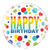 NEU Folienballon Happy Birthday, Kindergeburtstag, mit Punkten in Regenbogenfarben, beidseitig bedruckt, Gre: ca. 45 cm - Folienballon Punkte Regenbogenfarben