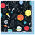 Servietten Weltall / Rakete für Kindergeburtstag Junge, schwarz / blau, Größe: ca. 33 x 33 cm, 16 Stück - Servietten