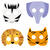 NEU Papier-Masken Tier Safari, sortiert, 8 Stück - Papier-Masken