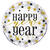 SALE Folienballon Happy New Year, schwarz-gold-silber, 45 cm