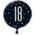 Folienballon 18. Geburtstag / Volljährigkeit, schwarz-silber, glitzernd, Größe: ca. 45 cm - Folienballon