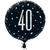 Folienballon 40. Geburtstag, schwarz-silber, glitzernd, Größe: ca. 45 cm - Folienballon