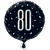 Folienballon 80. Geburtstag, schwarz-silber, glitzernd, Größe: ca. 45 cm - Folienballon