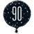 Folienballon 90. Geburtstag, schwarz-silber, glitzernd, Größe: ca. 45 cm - Folienballon