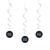 Girlande spiralfrmig / Deckenhnger Happy Birthday, schwarz-silber, glitzernd, Lnge: ca. 80 cm, 6 Stck - Girlande