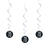 Girlande spiralförmig / Deckenhänger 70. Geburtstag, schwarz-silber, glitzernd, Länge: ca. 80 cm, 6 Stück