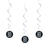 Girlande spiralförmig / Deckenhänger 80. Geburtstag, schwarz-silber, glitzernd, Länge: ca. 80 cm, 6 Stück - Girlande
