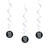 Girlande spiralförmig / Deckenhänger 90. Geburtstag, schwarz-silber, glitzernd, Länge: ca. 80 cm, 6 Stück - Girlande