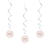 Girlande spiralförmig / Deckenhänger Happy Birthday, weiß & rosa, glitzernd, Länge: ca. 80 cm, 6 Stück