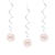 Girlande spiralfrmig / Deckenhnger Happy Birthday, wei & rosa, glitzernd, Lnge: ca. 80 cm, 6 Stck - Girlande