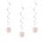 Girlande spiralförmig / Deckenhänger 50. Geburtstag, weiß & rosa, glitzernd, Länge: ca. 80 cm, 6 Stück