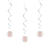 Girlande spiralförmig / Deckenhänger 80. Geburtstag, weiß & rosa, glitzernd, Länge: ca. 80 cm, 6 Stück