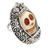 Ring, silber, mit weiem Totenkopf und Strass