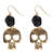 NEU Ohrringe Totenkopf Gold mit Schwarzer Rose fr Halloween, Pirat & Co.