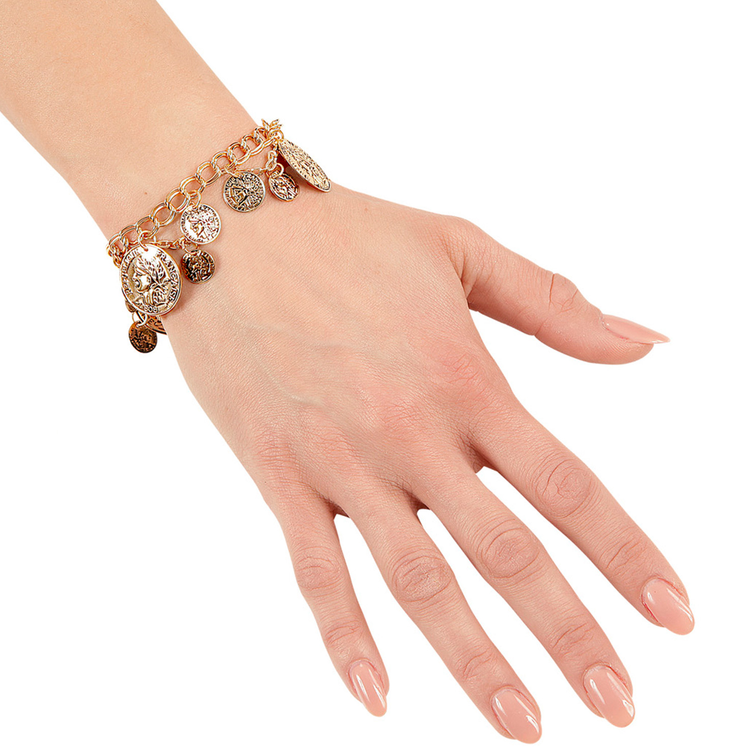 NEU Goldenes Armband mit Mnzen fr orientalische Kostme, Wahrsagerinnen & Co. Bild 2