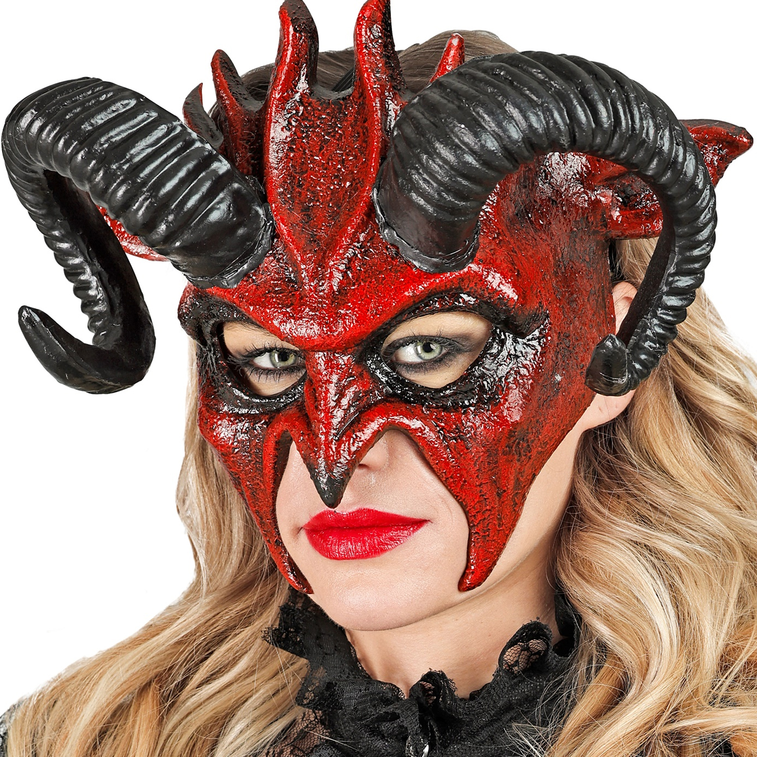 NEU Teufels-Maske Halloween Dmon, rot-schwarz Bild 2