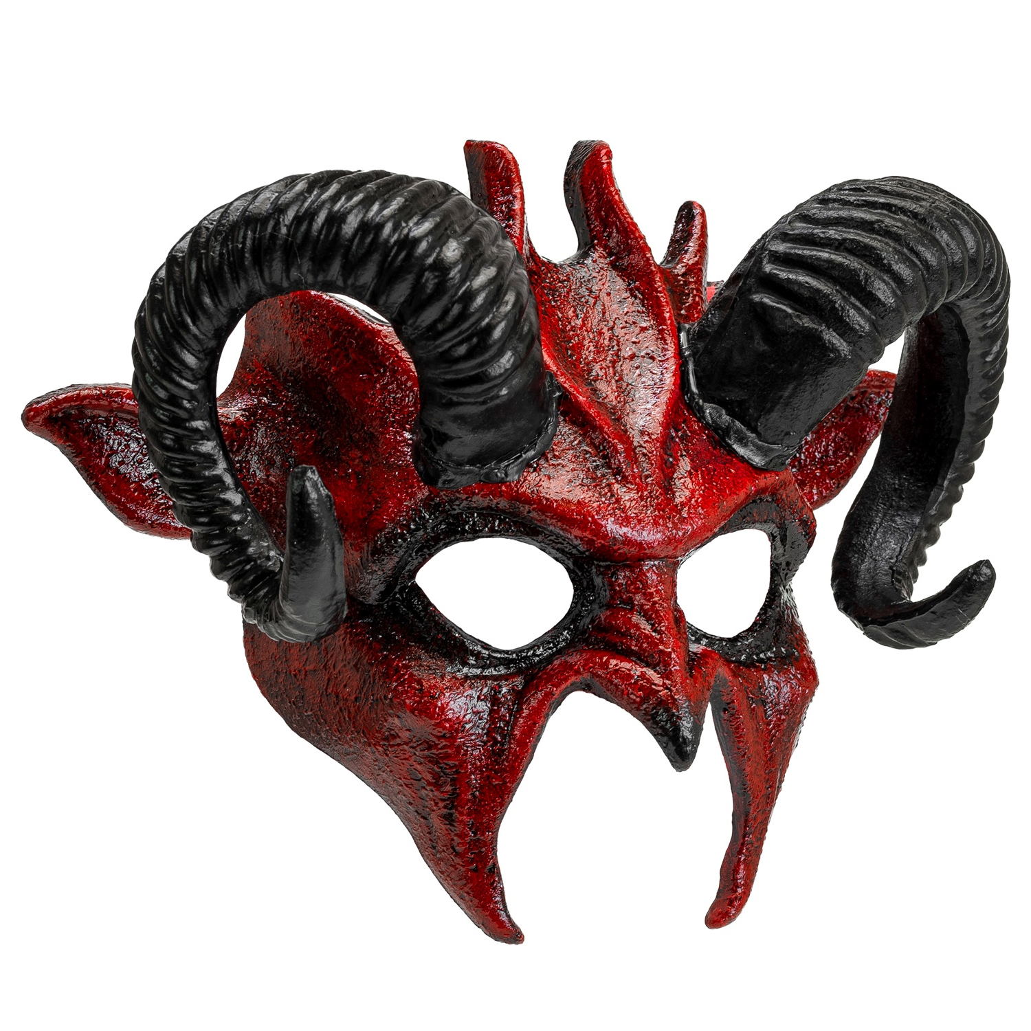 NEU Teufels-Maske Halloween Dmon, rot-schwarz Bild 3