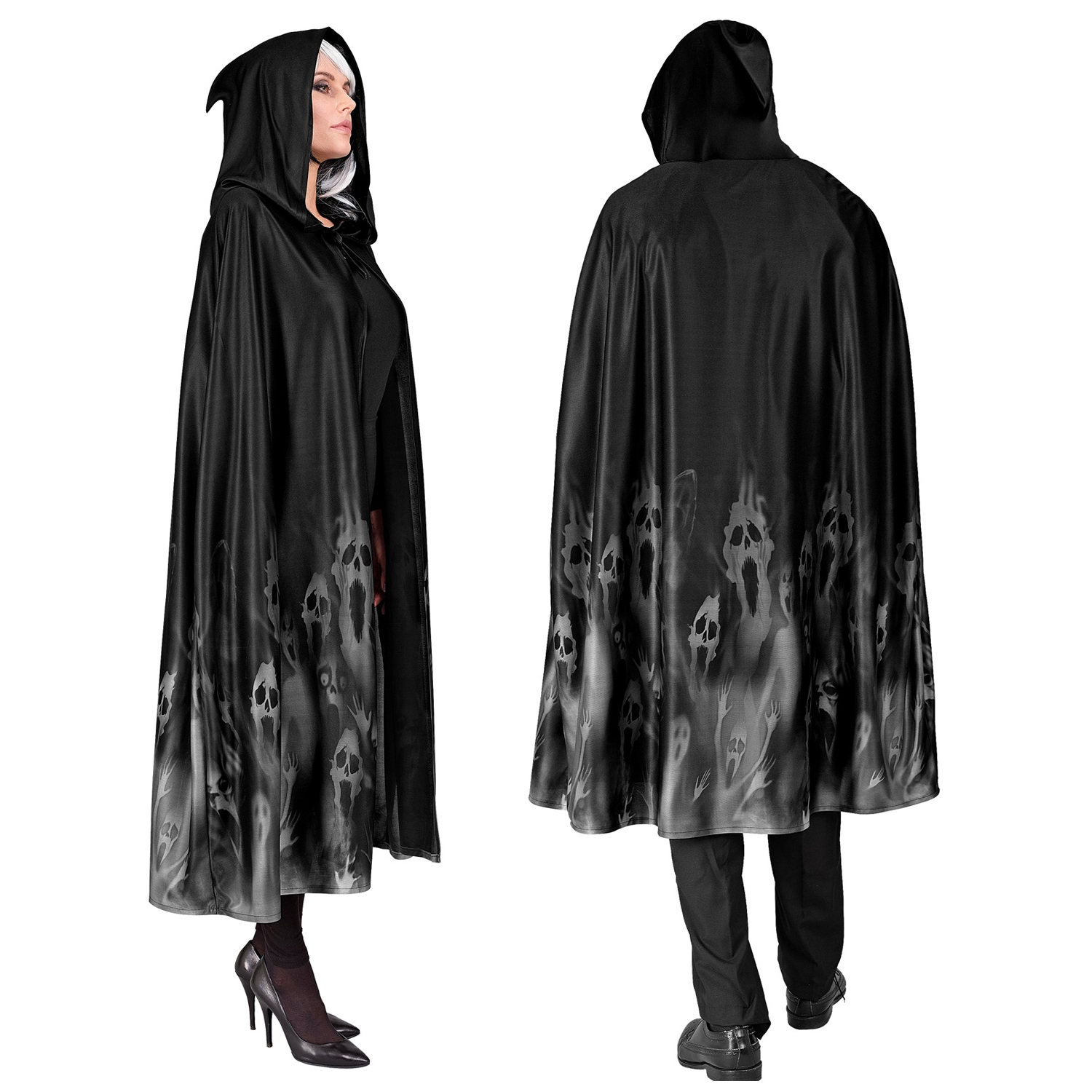 NEU Umhang Halloween Geister, mit Kapuze, schwarz, 120cm Bild 2