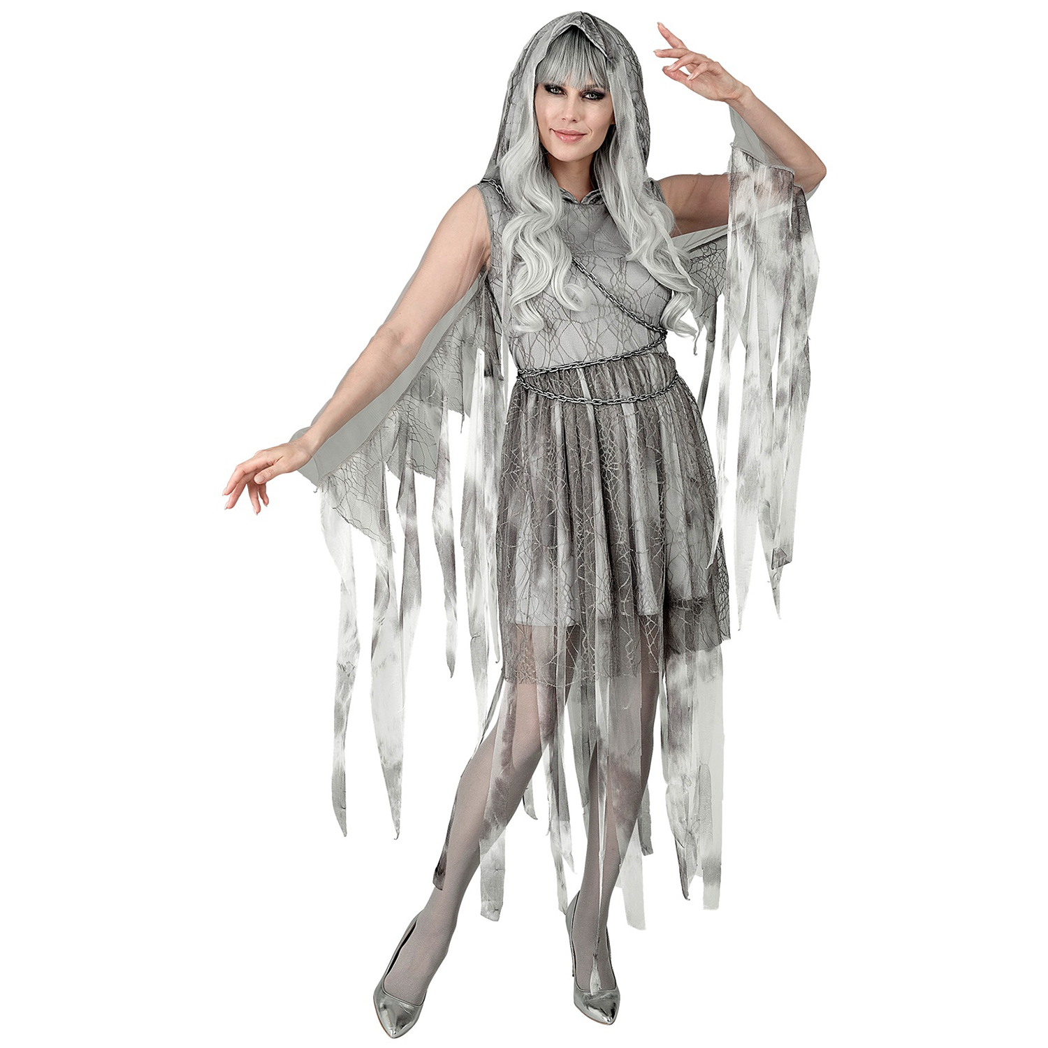 NEU Damen-Kostm Ketten-Geist, Kleid mit Kapuze, inkl. Kette, Gr. XS Bild 2