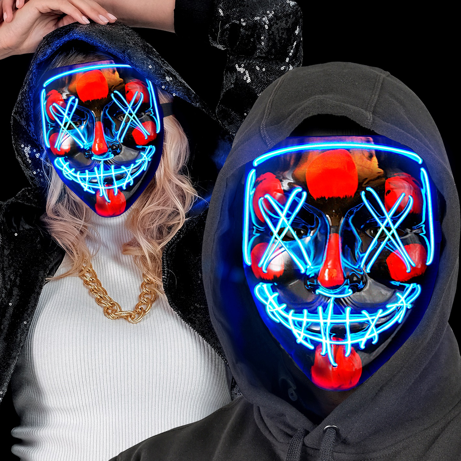 NEU LED-Maske Halloween blau, grenverstellbar Bild 2